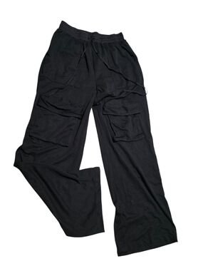 Fashion Nova Black Women's Wide Leg Mesh Cargo Pants Size L